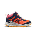 Big kids zionic waterproof hiking boot in naval academy nasturtium with mesh upper and rugged