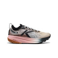 Men's seek trail running shoe in black sunset sand with beige black knit upper pink midsole