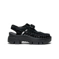 Black platform sandal with braided suede upper and chunky rubber sole from all gender UNEEK PLT