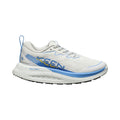 Women's Keen WK400 II walking shoe in star white and marina with breathable mesh upper and textured