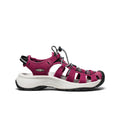 Women's astoria west sandal in magenta with adjustable straps and white black rubber sole