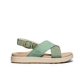 Women's Elle Luxe backstrap sandal in granite green mint leather with beige platform sole