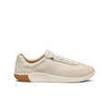 Women's knx t-toe sneaker birch in beige suede with tan rubber sole and white laces visible
