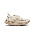 Beige keen women's uneek wk sneaker with woven leather upper and chunky rubber sole in birch
