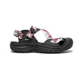 Black keen women's zerraport ii sandal with red and white tie dye patterned straps in blue glass